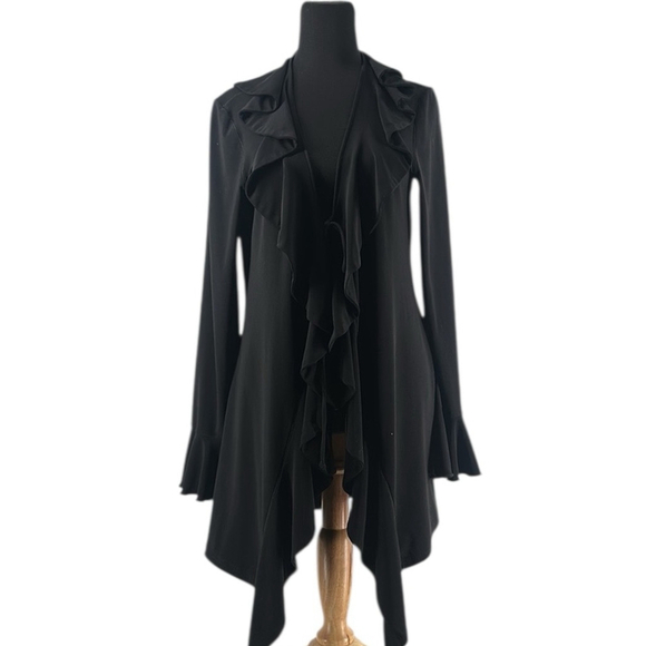 Joseph Ribkoff Sweaters - Joseph Ribkoff cardigan ruffle tie front stretch lagenlook elegant career sz 10